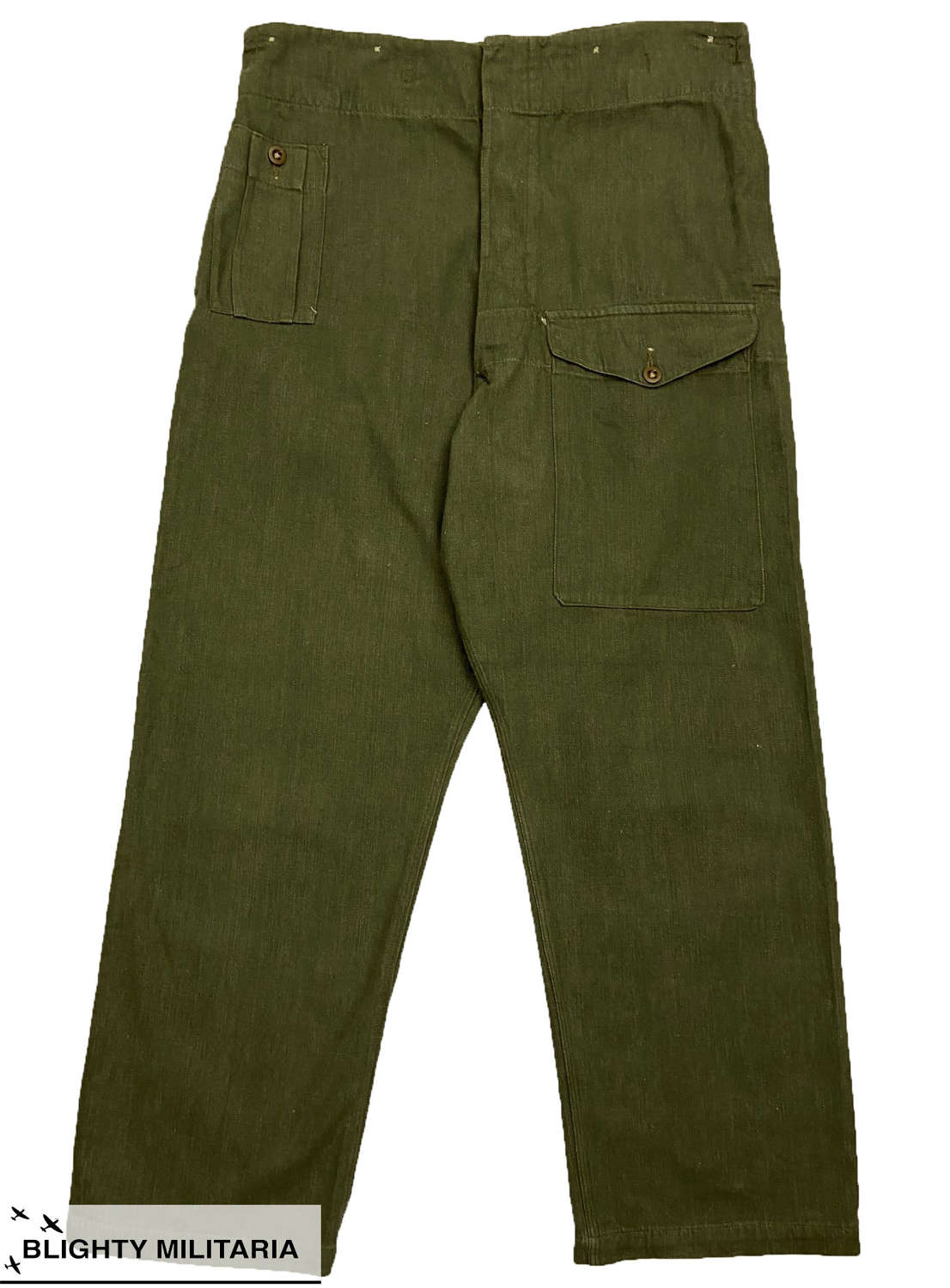Original 1952 Dated British Denim Battledress Trousers - Size 10