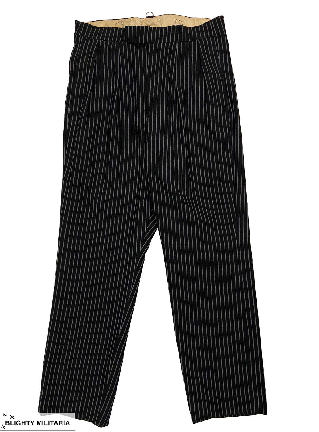 Original 1950s Men's Chalk Stripe Trousers - 34x30