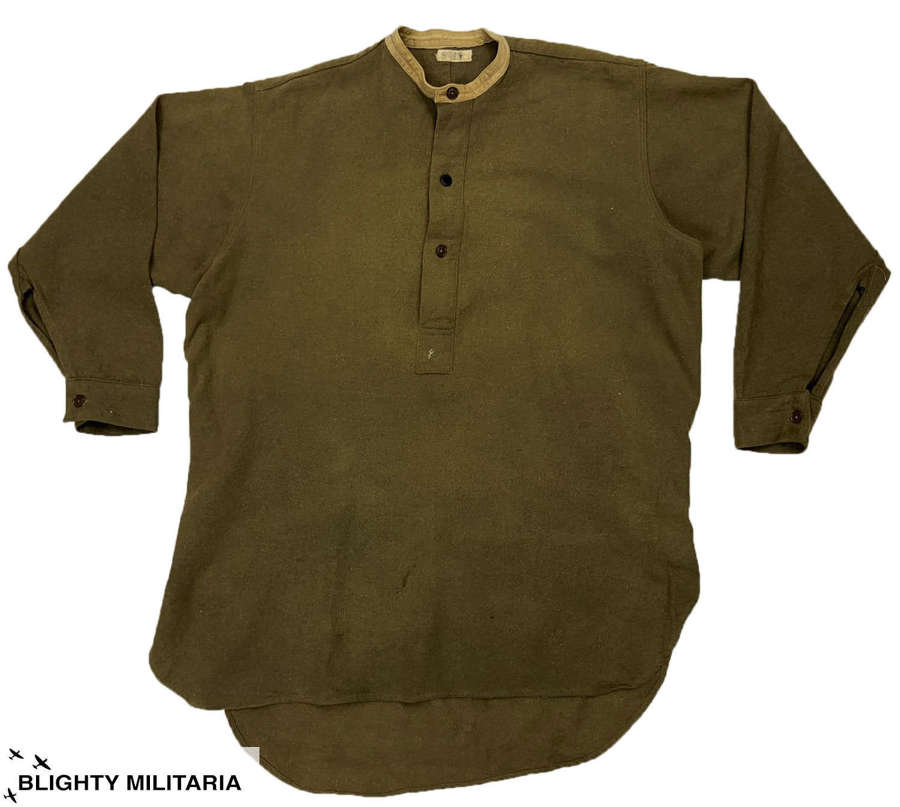 Original WW2 British Army Ordinary Ranks Collarless Shirt - Large Size