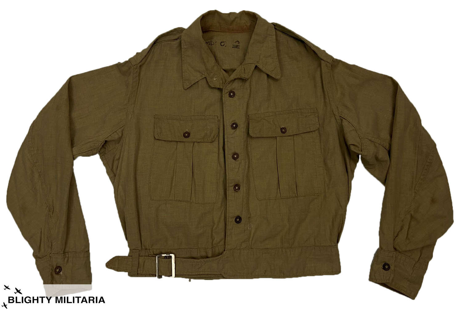 Original 1944 Dated Indian Made Khaki Drill Aertex Battledress Jacket