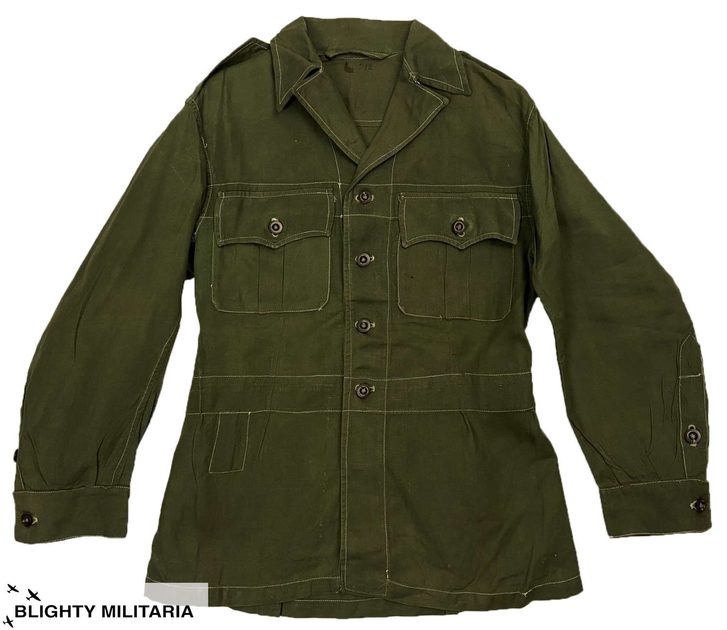 Original 1952 Dated 1950 Pattern Jungle Green Bush Jacket - Size 5