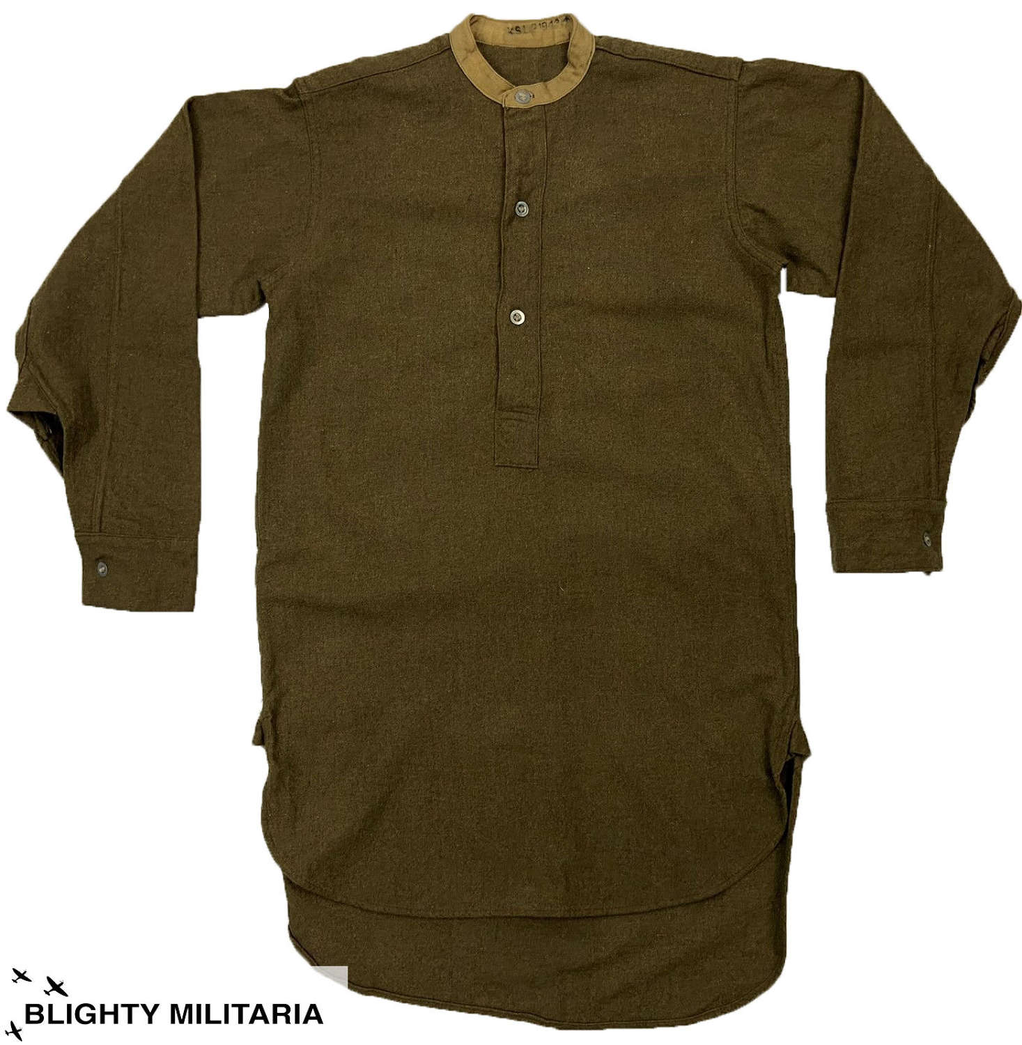 Rare Original 1943 Dated British Army Ordinary Ranks Collarless Shirt
