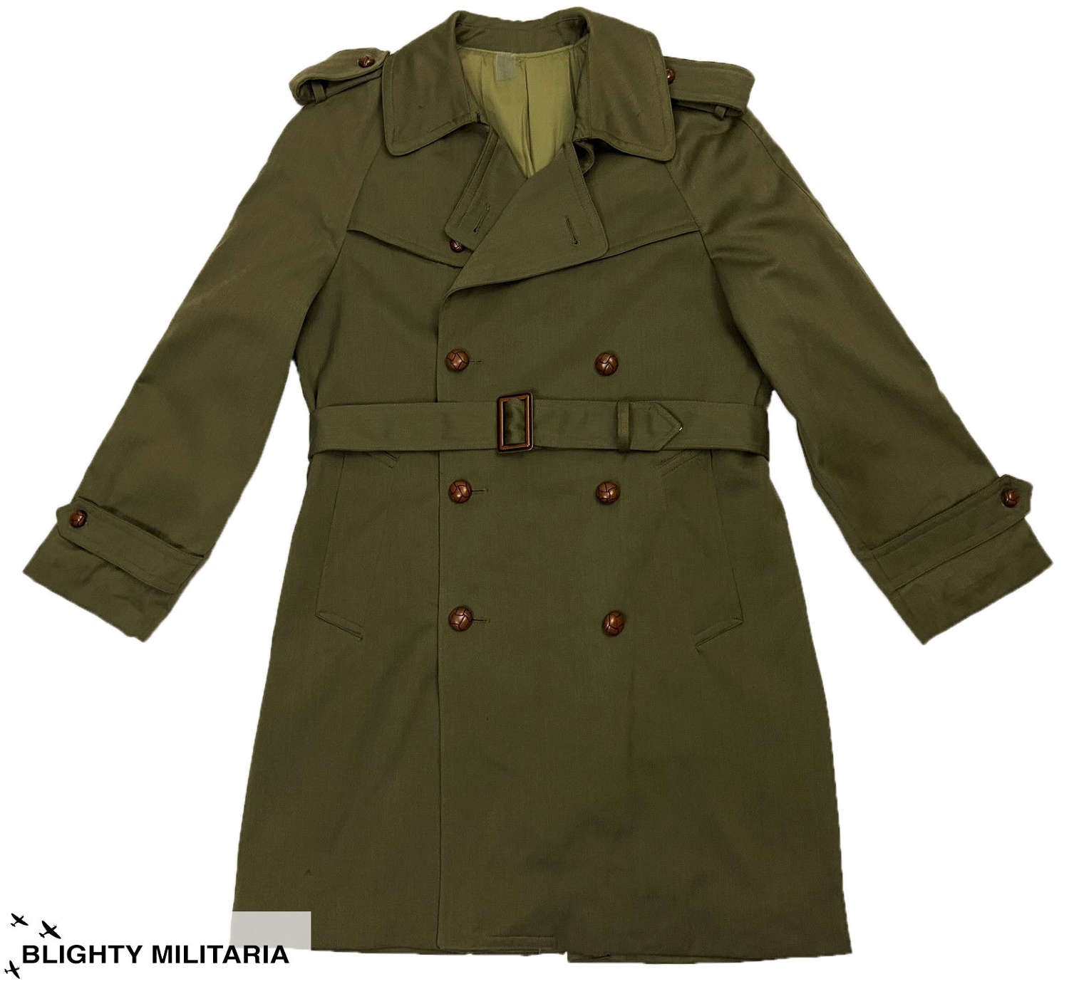 Original 1970s Green Gaberdine Raincoat
