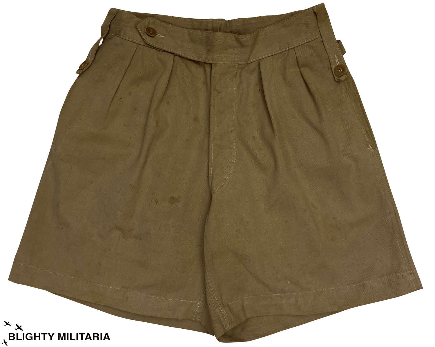 Original WW2 British Army Officers Khaki Drill Shorts - Major Lowe