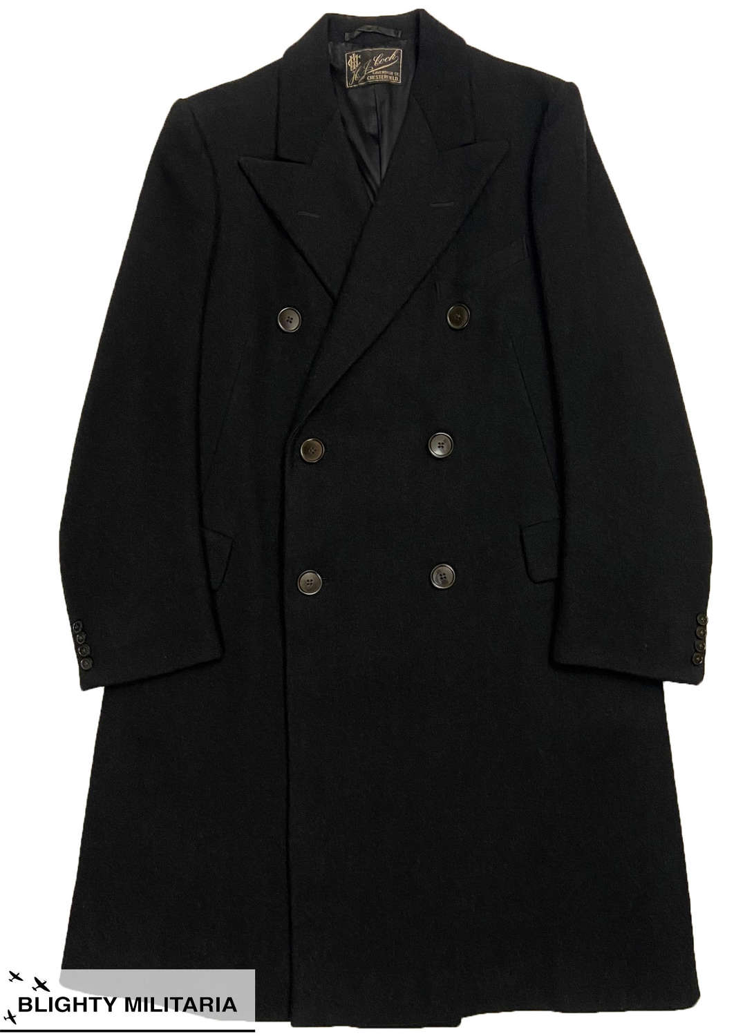 Original 1930s Men's Double Breasted Overcoat by 'H. J. Cook'