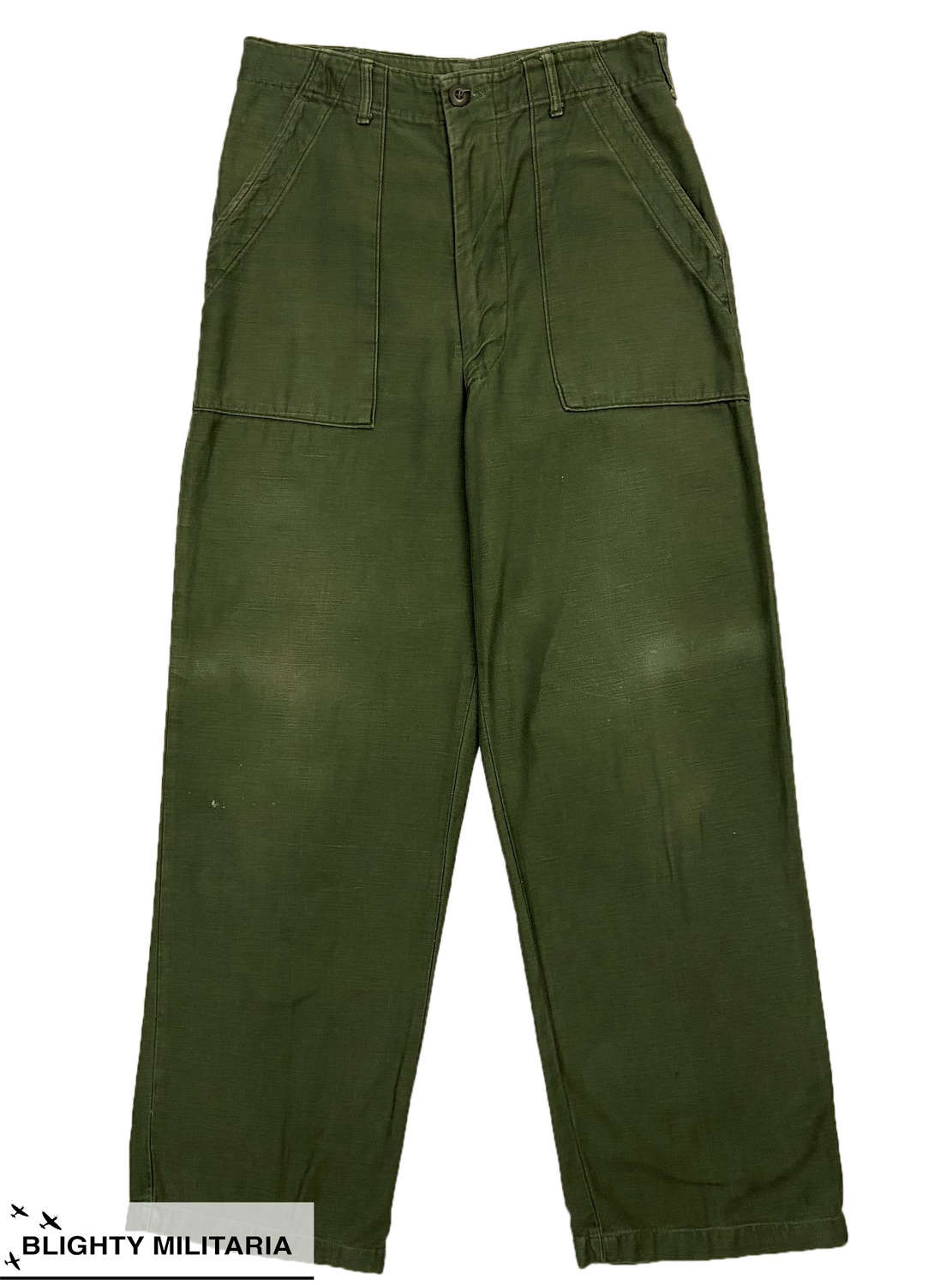 Original 1968 Dated US Army OG 107 Sateen Fatigue Trousers - 32x31