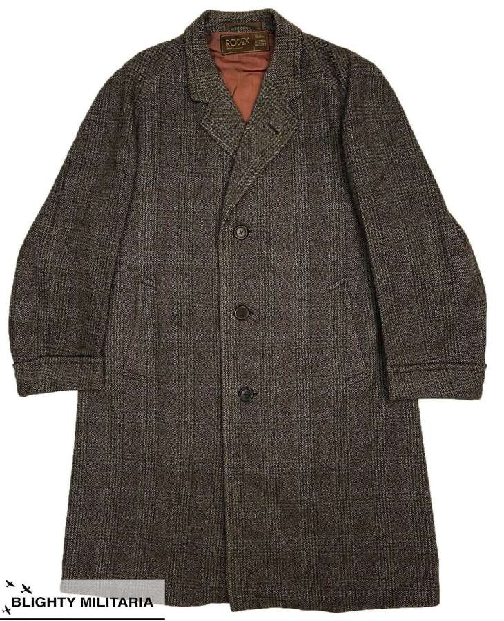 Original 1960s British Herringbone Wool Overcoat by 'Rodex'