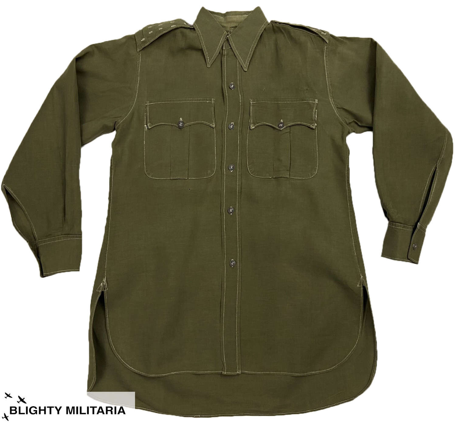 Original 1950s British Army Officers Jungle Green Aertex Shirt