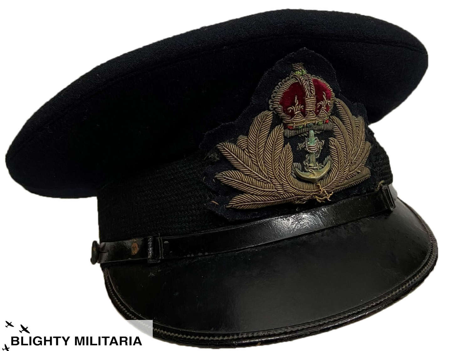 Original WW2 Period Royal Navy Officers Peaked Cap by 'Gieves'