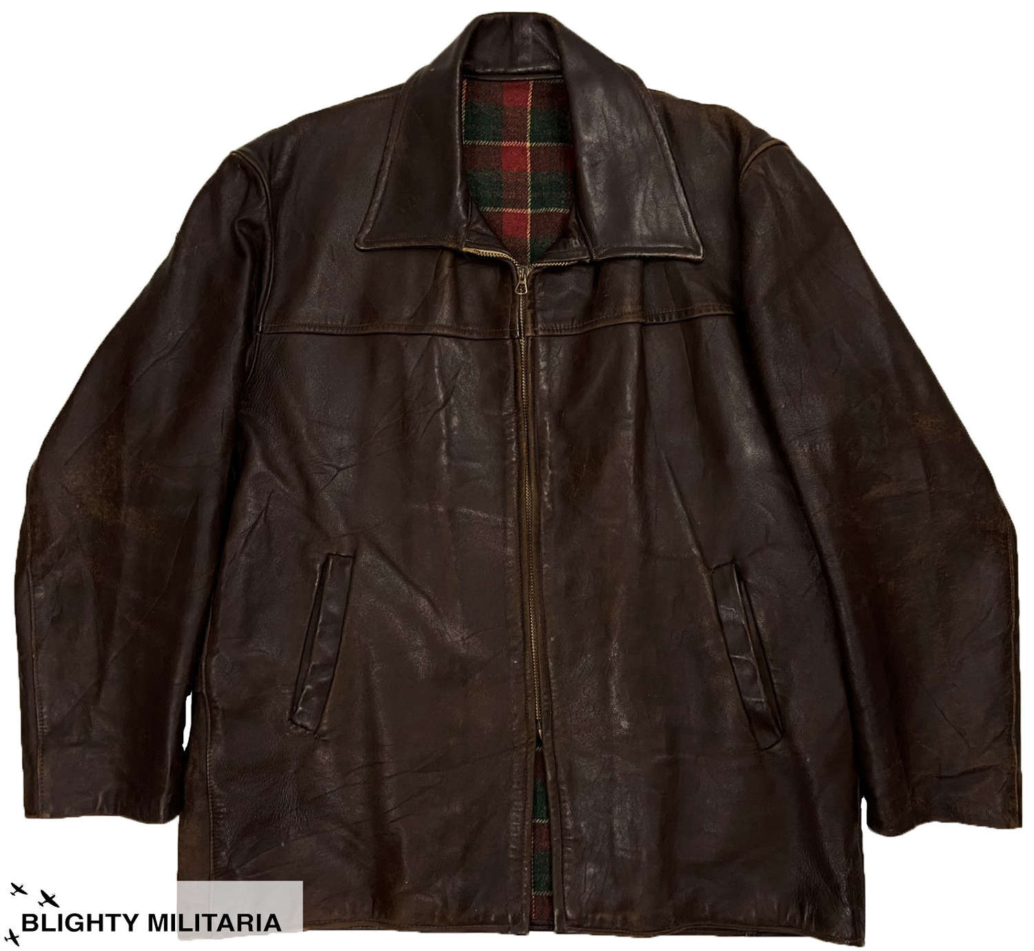 Original 1940s Belgium Leather Jacket - Large Size 48
