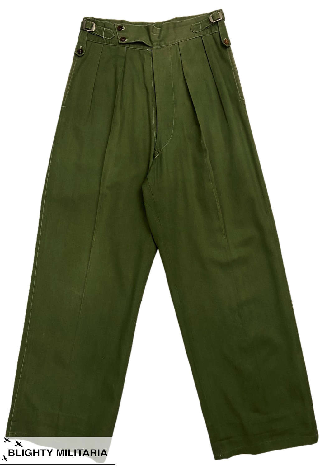 Original 1940s British Jungle Green Trousers - Size 29 x 30