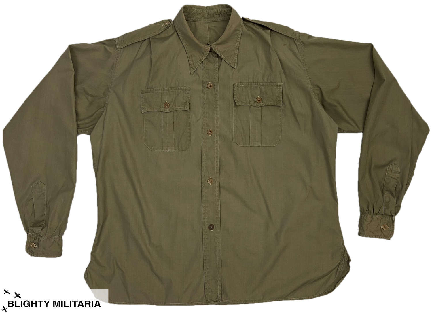 Original 1940s ATS Poplin Cotton Collared Shirt Blouse