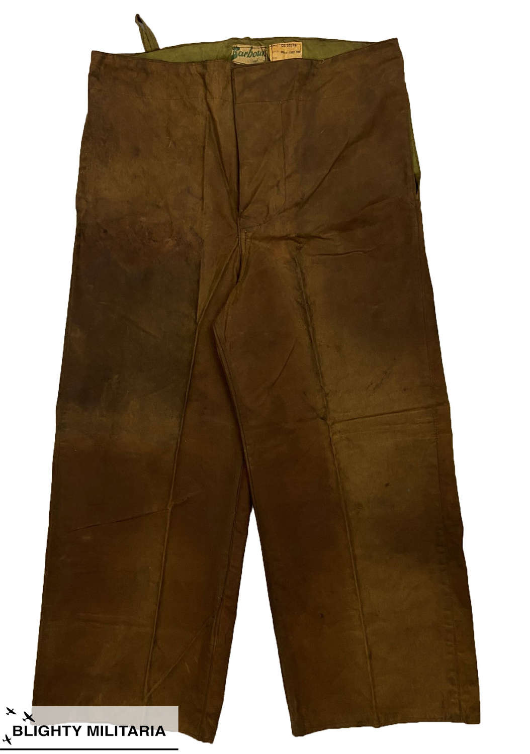 Rare Original 1950s Barbour Wax Cotton Trousers - Size Small