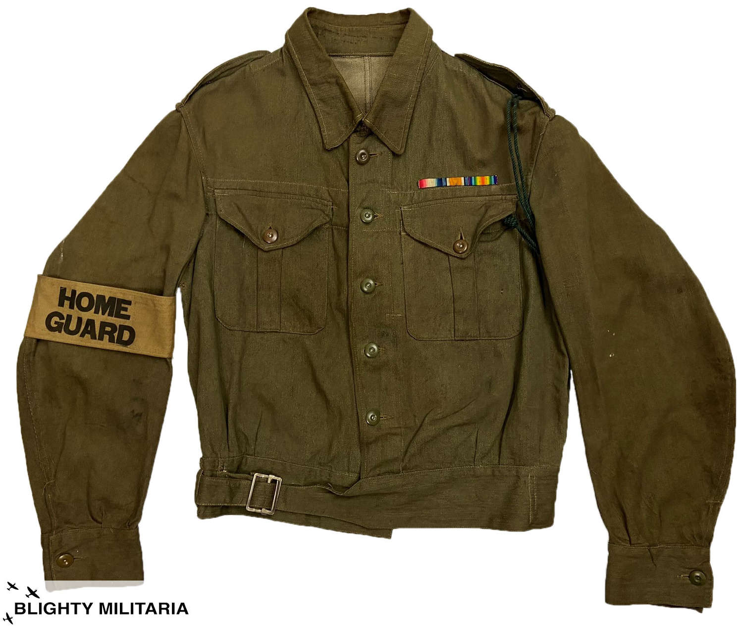 Incredible 1940 Dated Home Guard Officers Denim Battledress Jacket