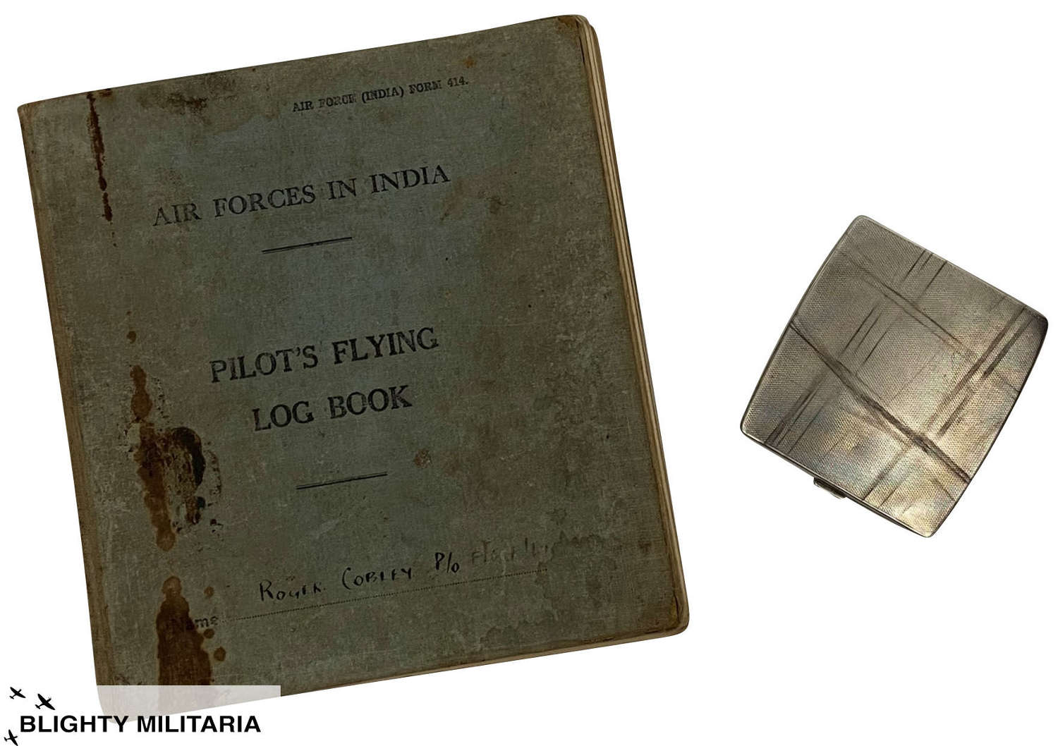 Original Hurricane Pilot Log Book + Cigarette Case - 20 Squadron