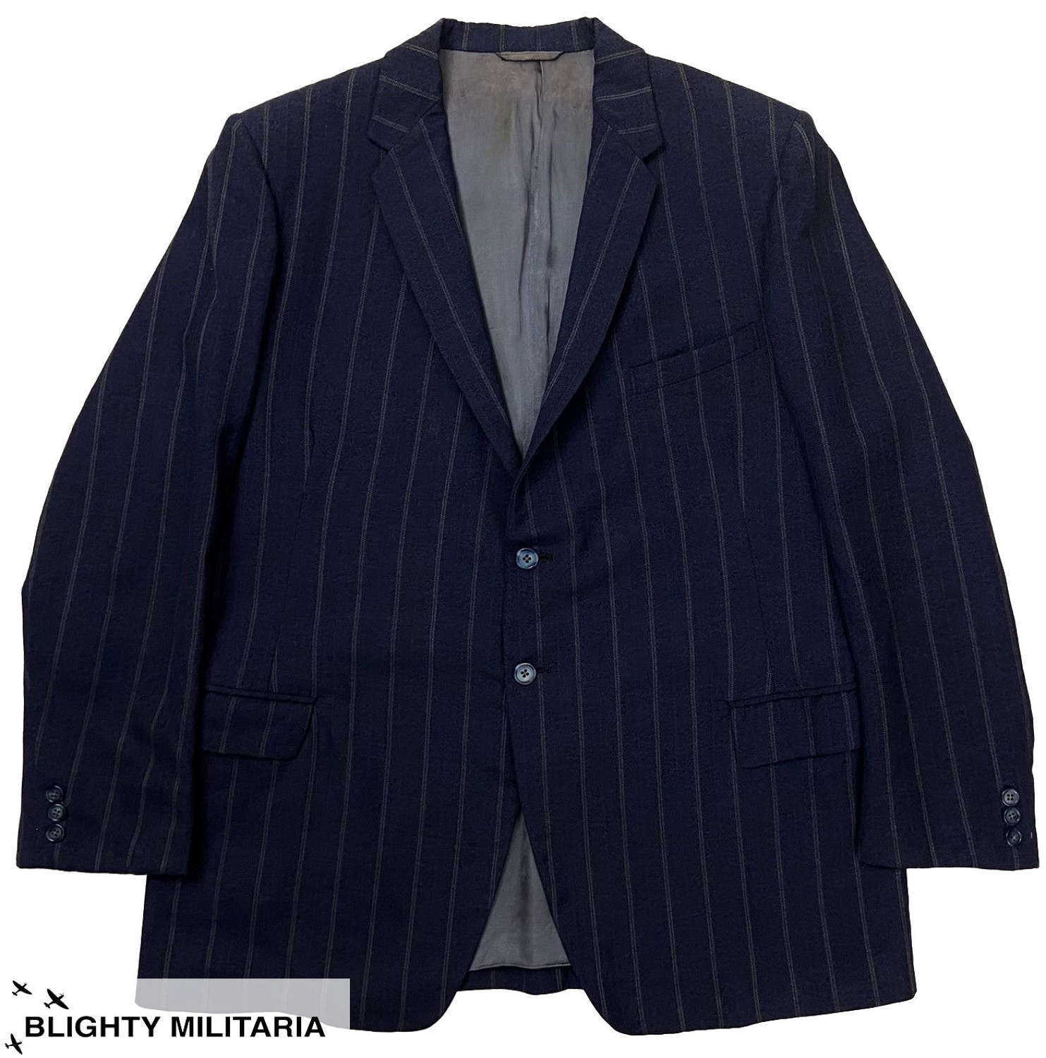 Original 1950s Men's Two Button Blue Pinstripe Suit Jacket