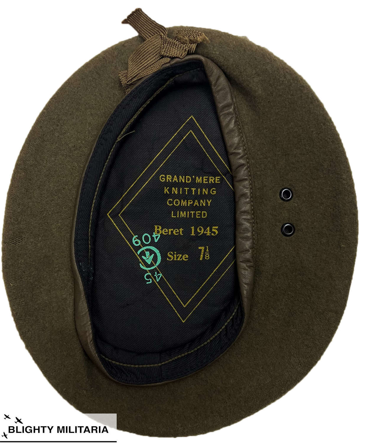 Original 1945 Dated Canadian Khaki Beret - Size 7 1/8