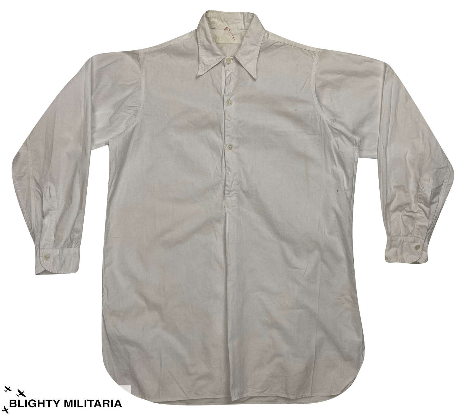 Original 1940s French White Cotton Spearpoint collar Shirt