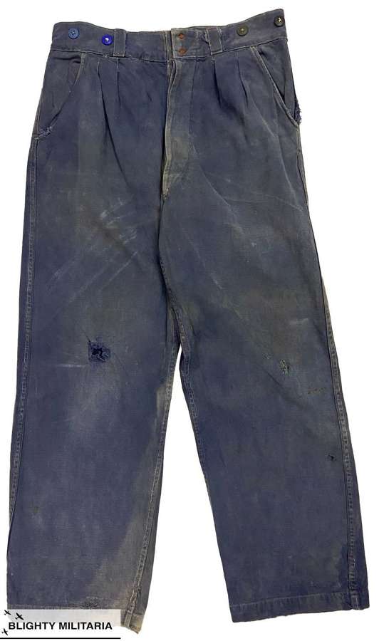 Original 1950s French Bleu de Travail Workwear Trousers - 32x28