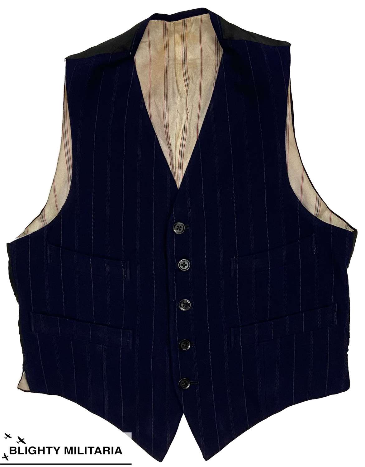 Original 1940s Blue Pinstripe Waistcoat
