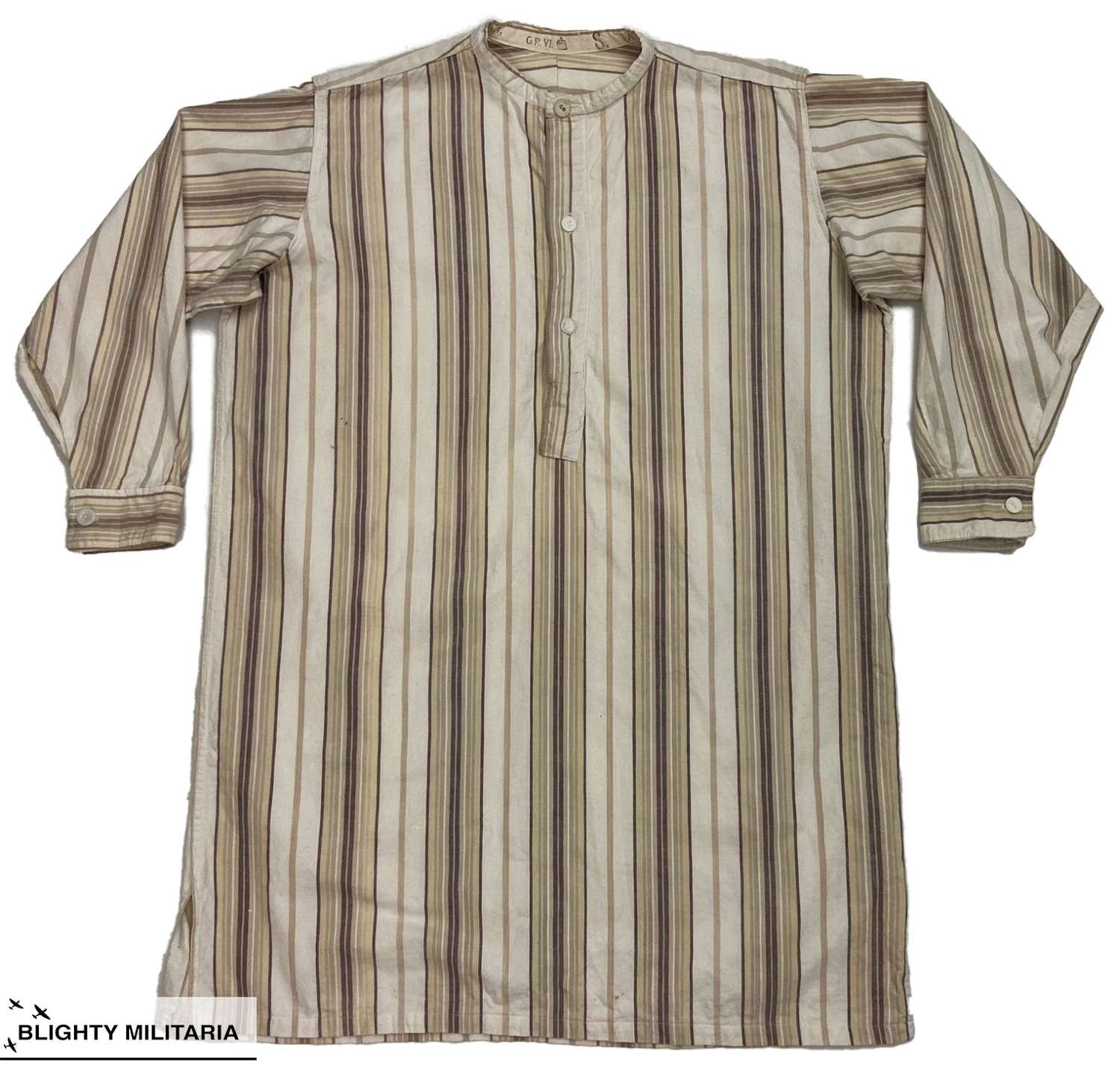 Original 1930s George VI Marked British Collarless Shirt