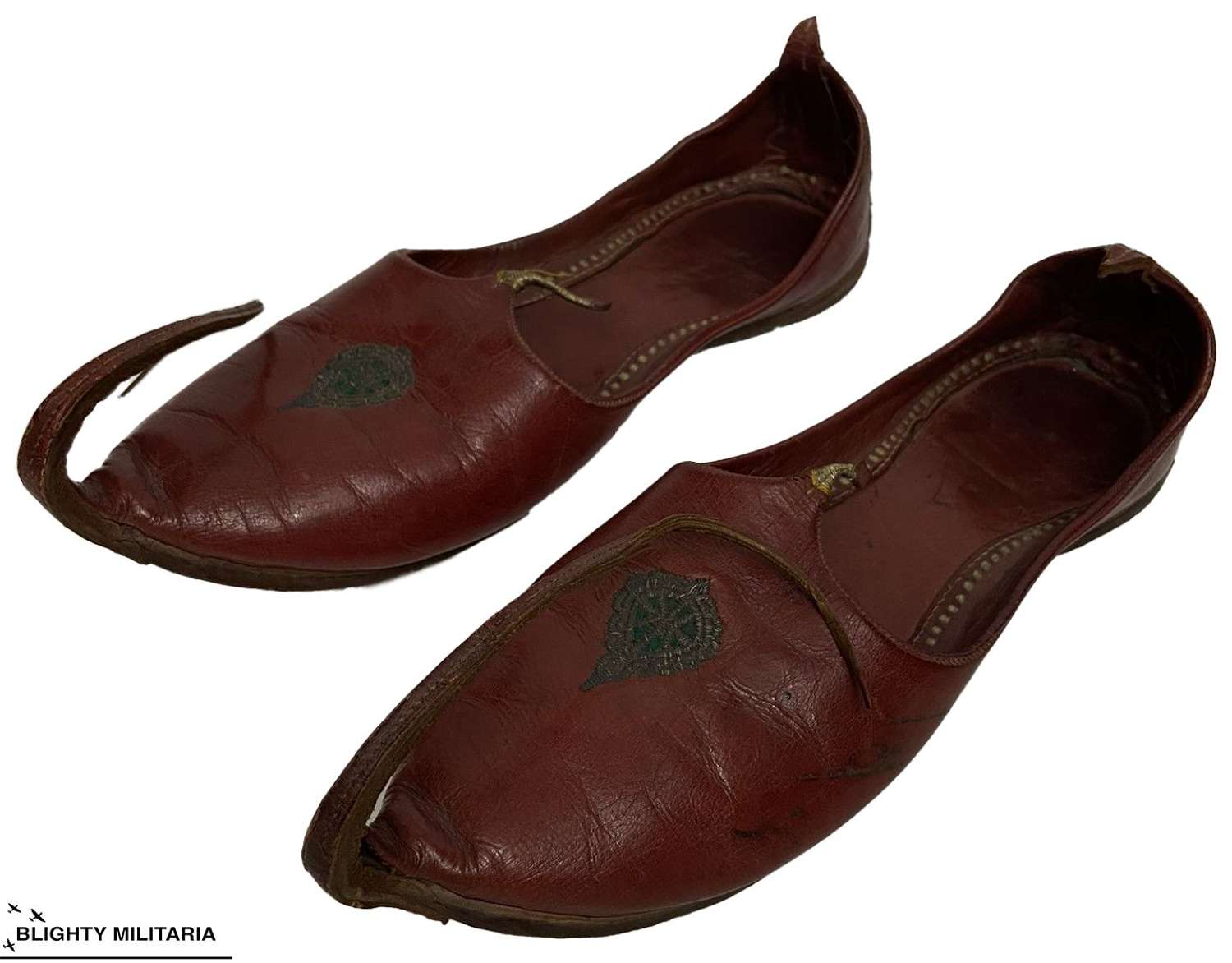 Original 1940s Leather Turkish Slippers - British Army Officer's
