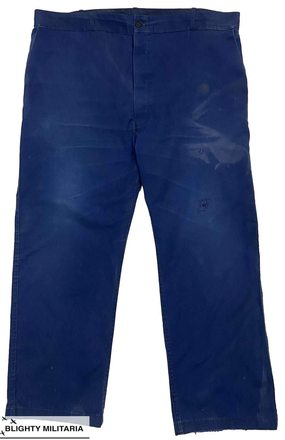 Original 1960s Blue Cotton French Workwear Trousers 'Bleu de Travail'