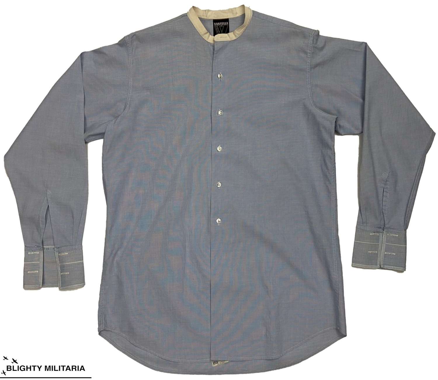 Original 1960s British Men's Collarless Shirt by 'Vantella'