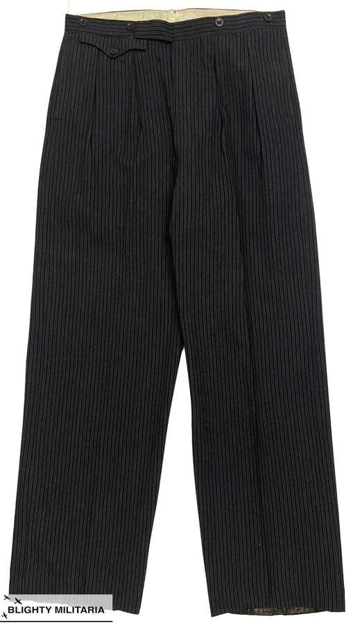 Original 1940s British Men's Pinstriped Morning Trousers 34x32