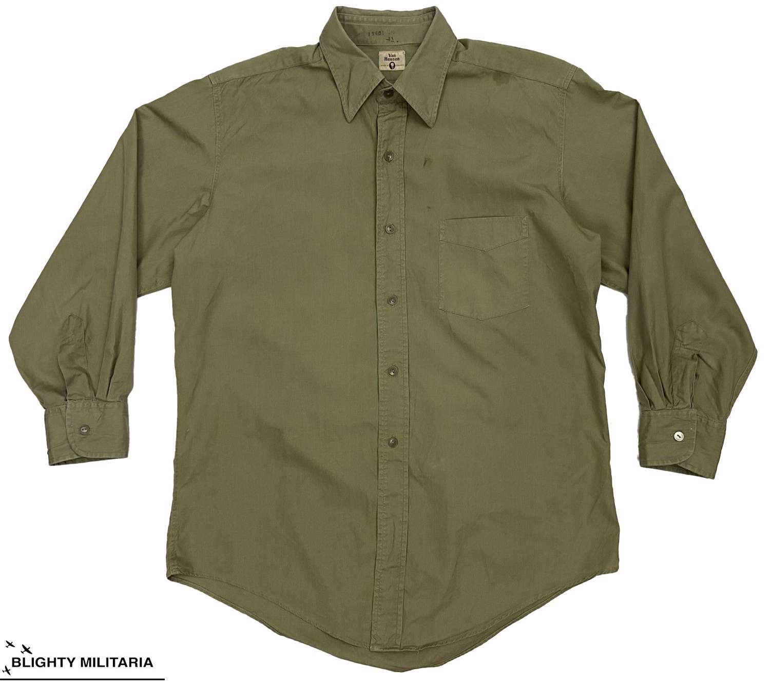 Original 1950s British Army Officer's Collared Shirt by 'Van Heusen'