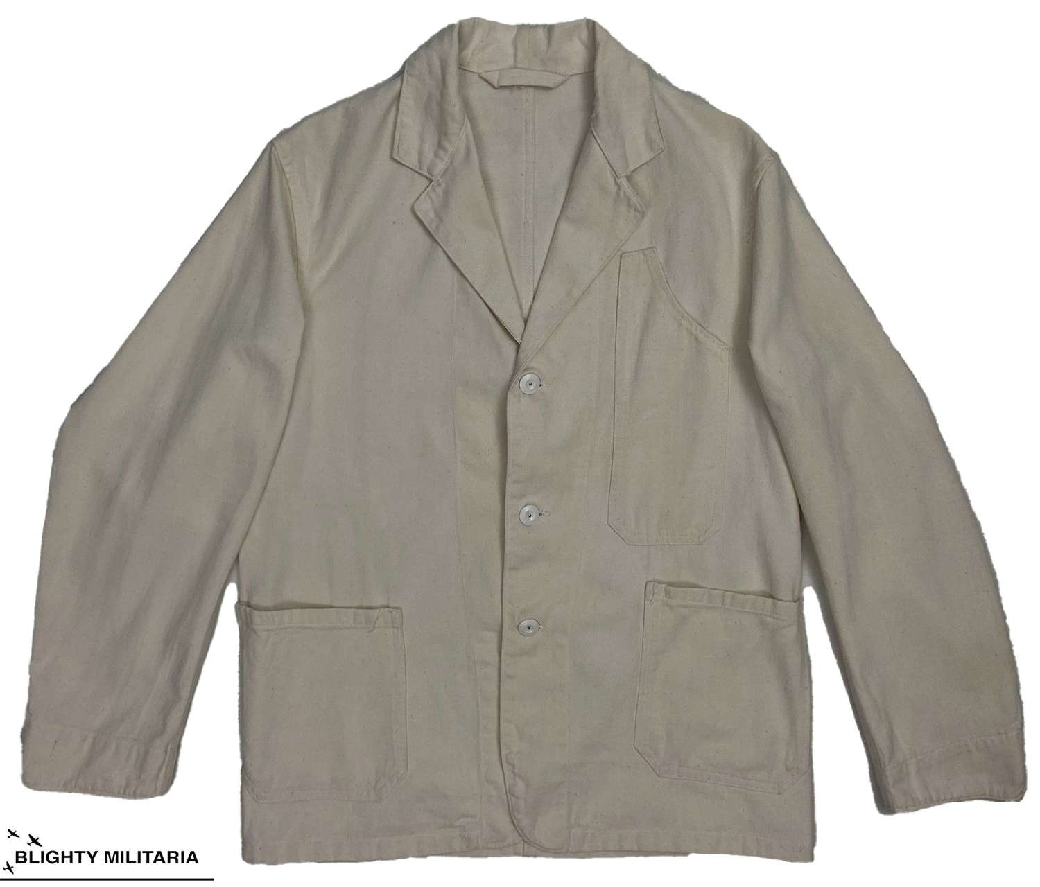 Original 1940s British White Cotton Engineer Jacket by 'Holdfast'