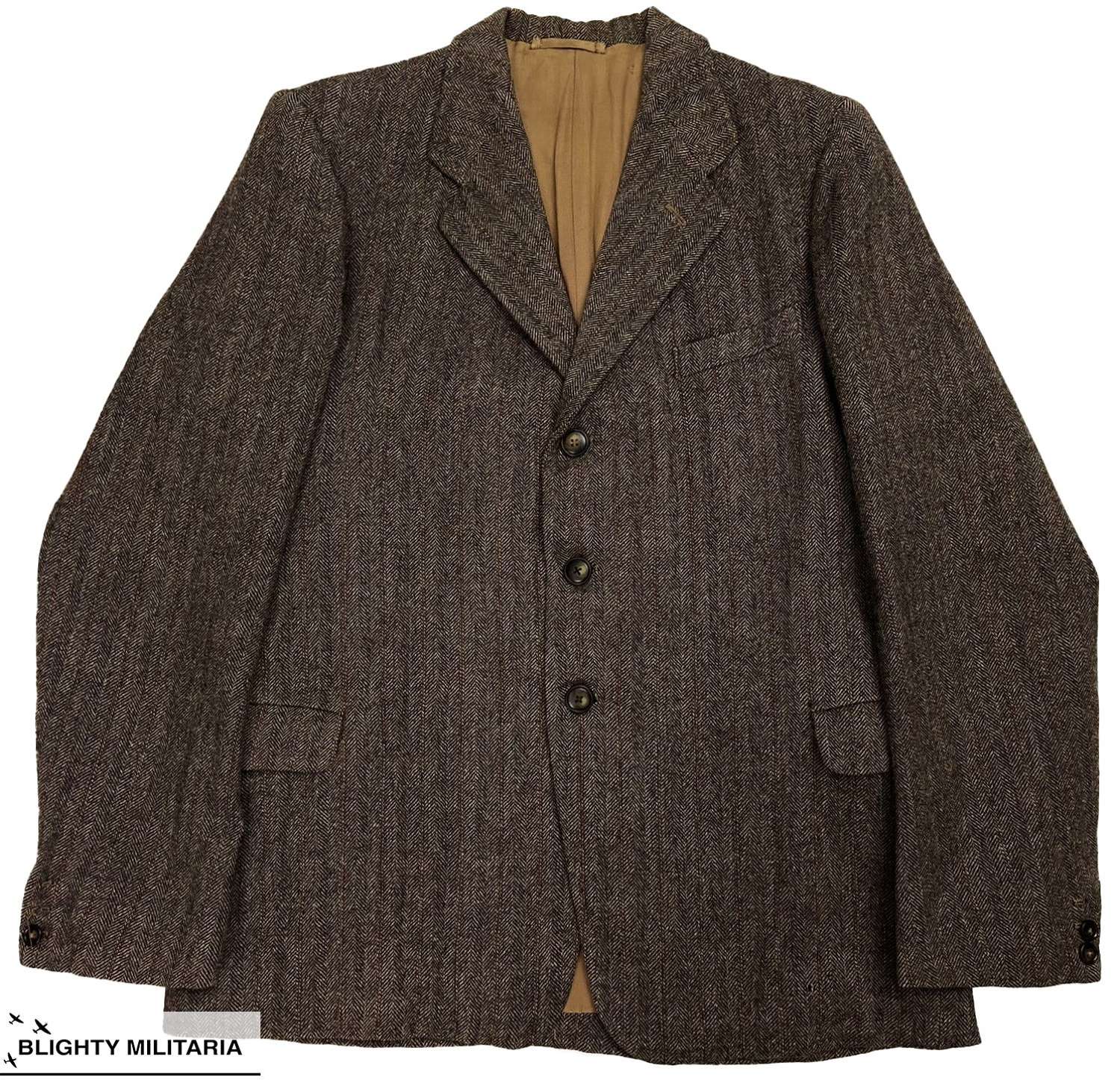 Original 1930s Men's Herringbone Stripe Jacket by 'E. Wray'