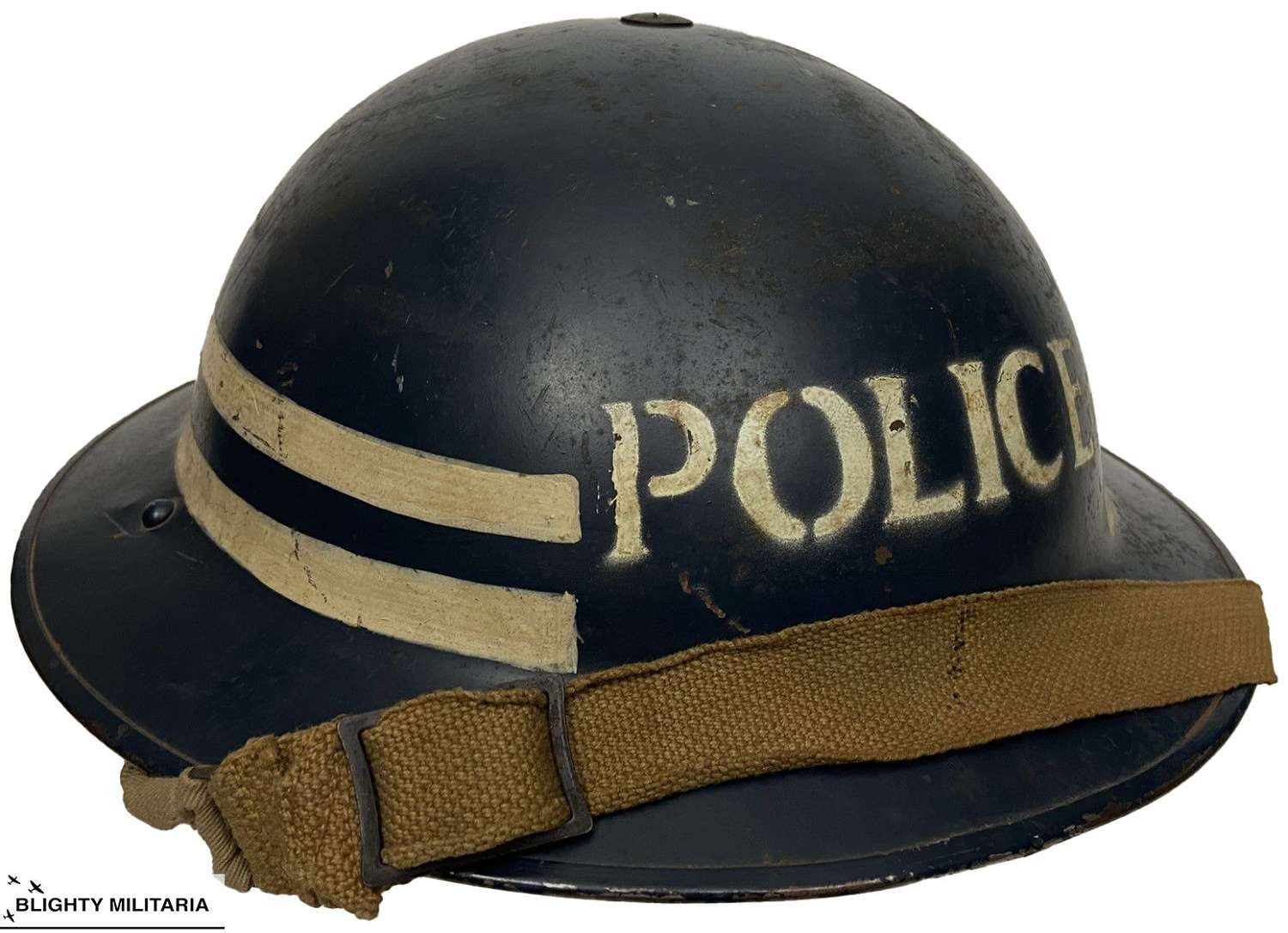 Original 1939 Dated British Police Sergeant's MKII Steel Helmet