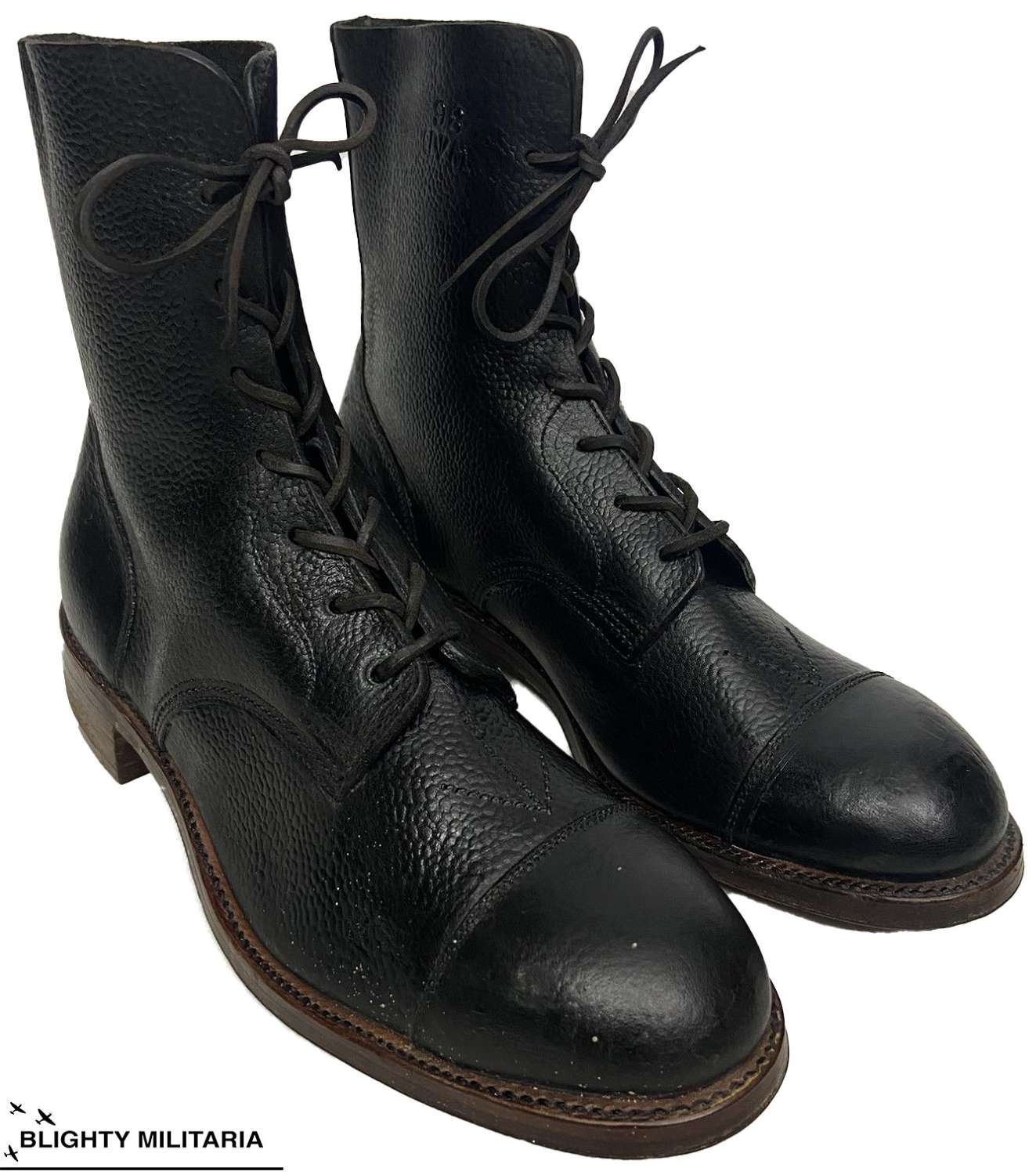 Original 1952 Dated Royal Ordnance Corps Women's Black Leather Boots