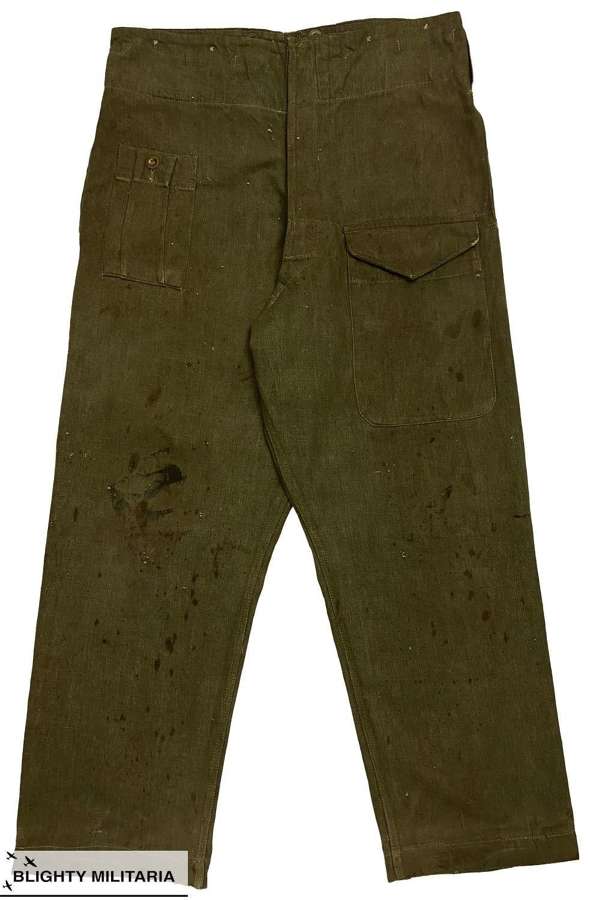 Original 1941 Dated British Army Denim Battledress Trousers