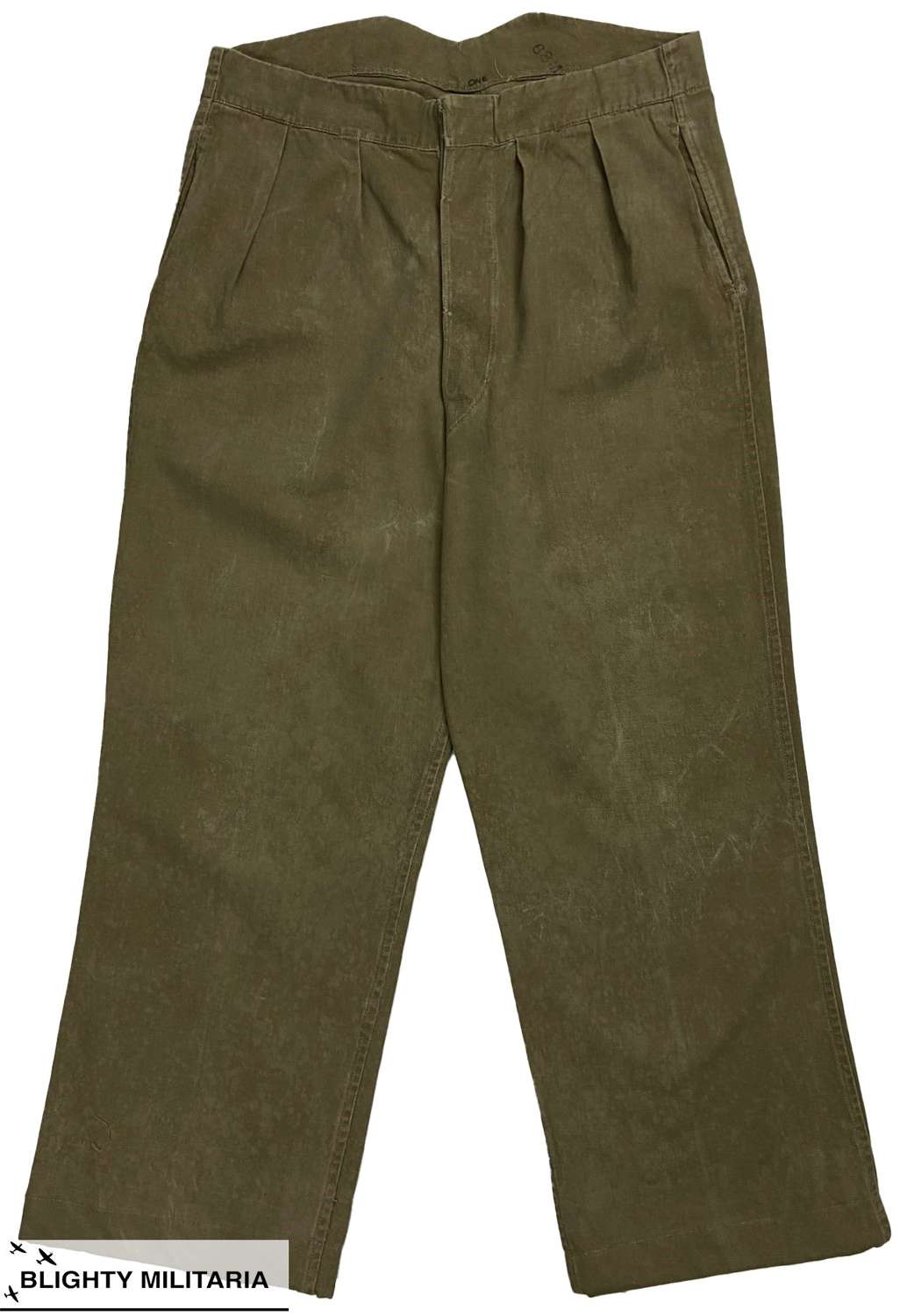 Original WW2 British Indian Made Khaki Drill Trousers - Size 34