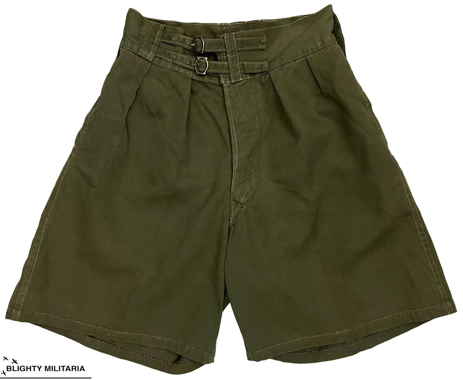 Scarce Original WW2 British Army Indian Made Jungle Green Shorts