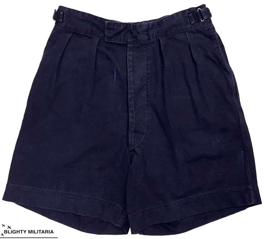 Original Early 1980s British British Blue Drill Shorts - Size 29