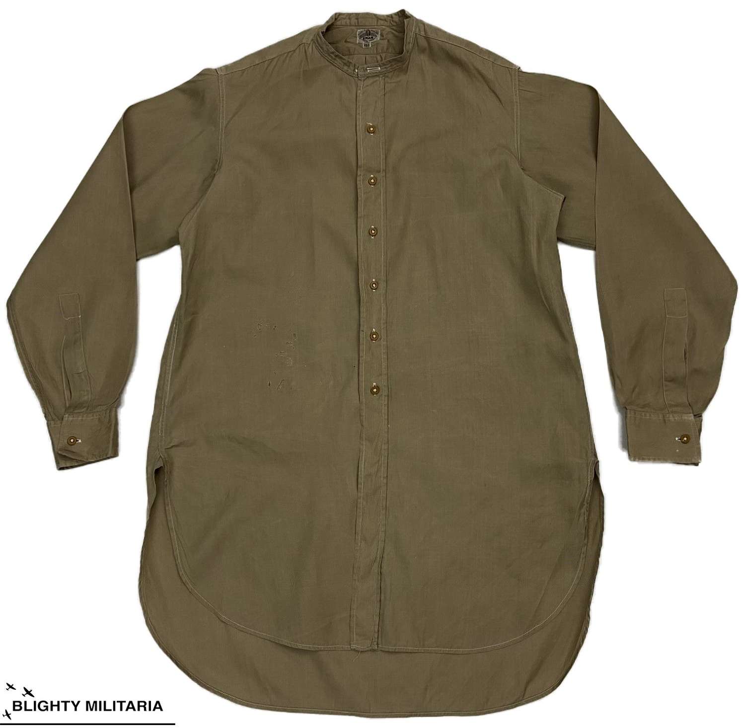 Original 1950s British Officer's Khaki Poplin Cotton Shirt by 'ENAN'
