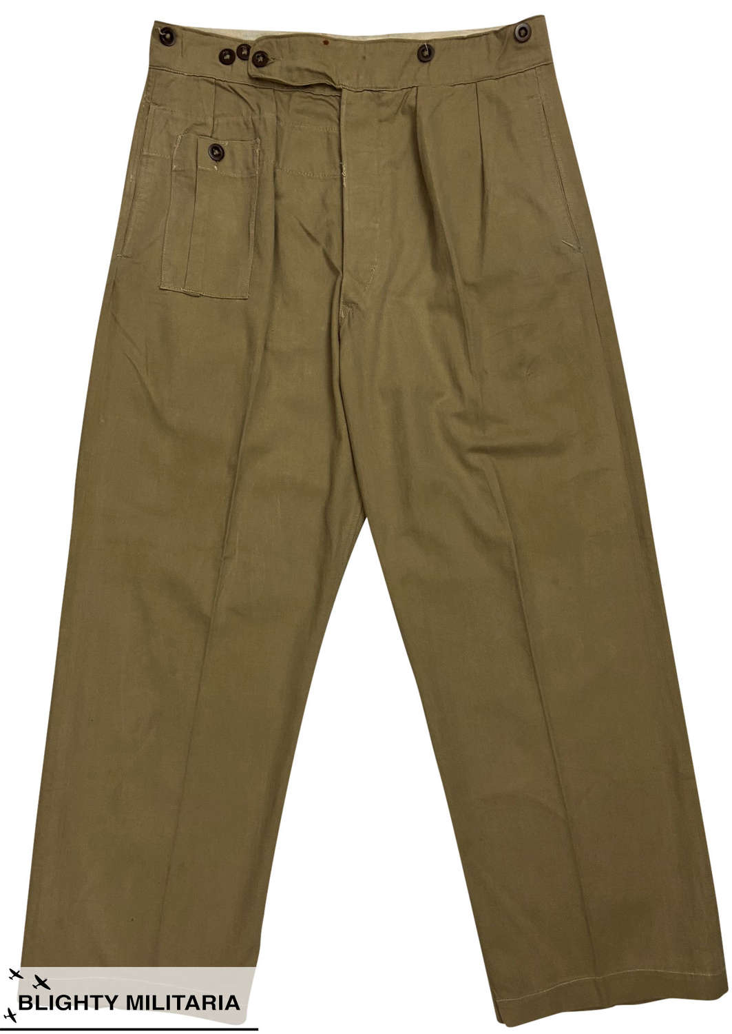 Original 1943 Dated British Khaki Drill Battledress Trousers