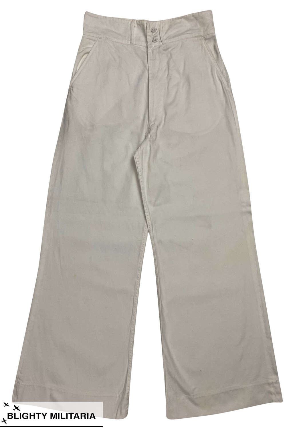 Original 1970s British Royal Navy White Cotton Trousers