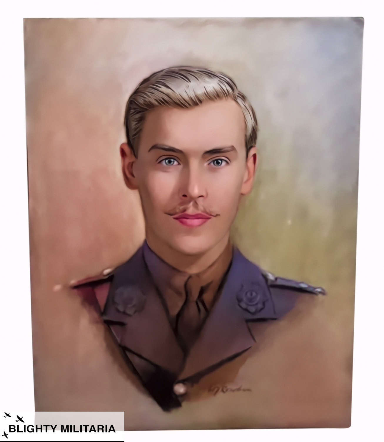 Original WW2 Watercolour of British Army Officer by W. J. Rowden