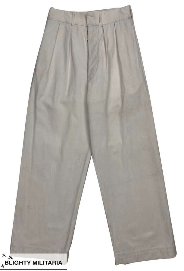 Original 1940s British Royal Navy White Cotton Officer's Trousers