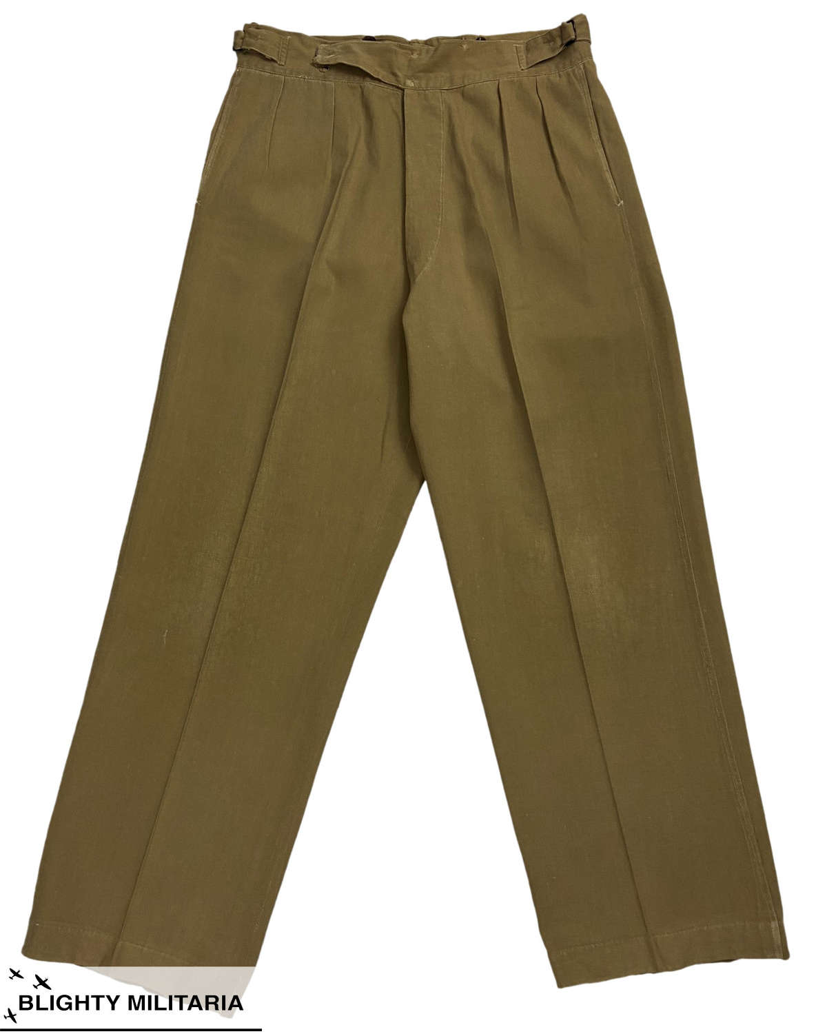 Original WW2 British Army Officer's Khaki Drill Trousers - Size 33x30