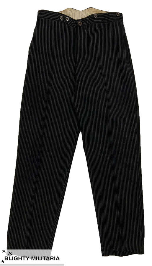 Original 1920s British Pinstriped Morning Trousers - Size 30x29"