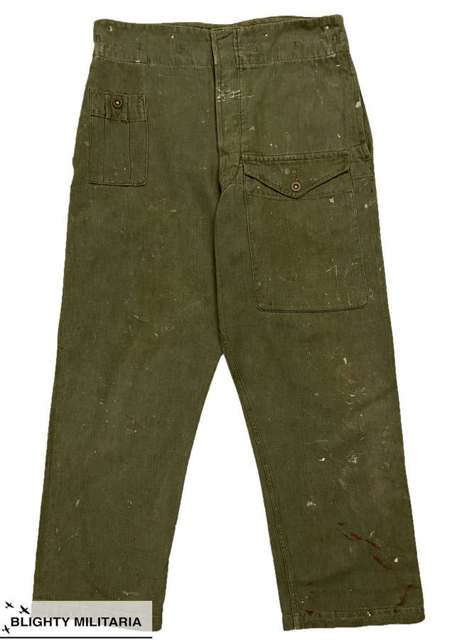 Original 1954 Dated British Denim Battledress Trousers - Size 6