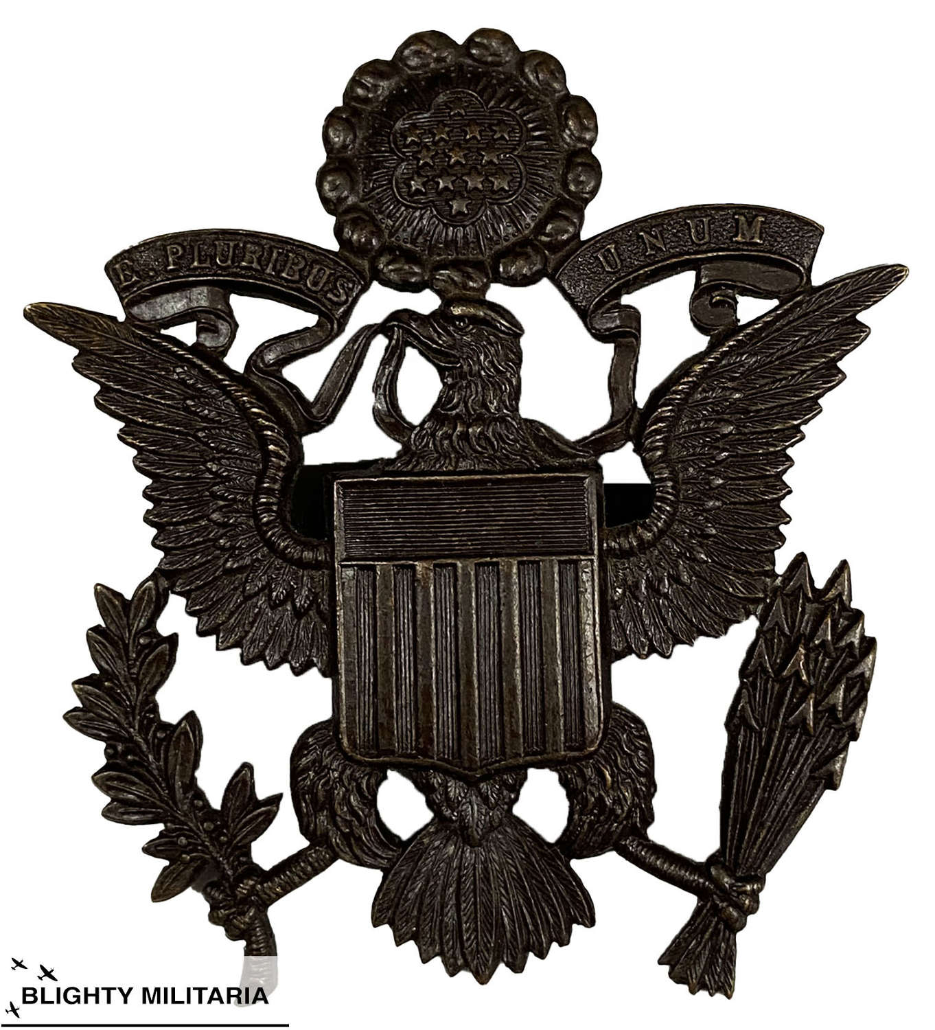 Scarce Original WW1 US Army Officer's Cap Badge - British Made