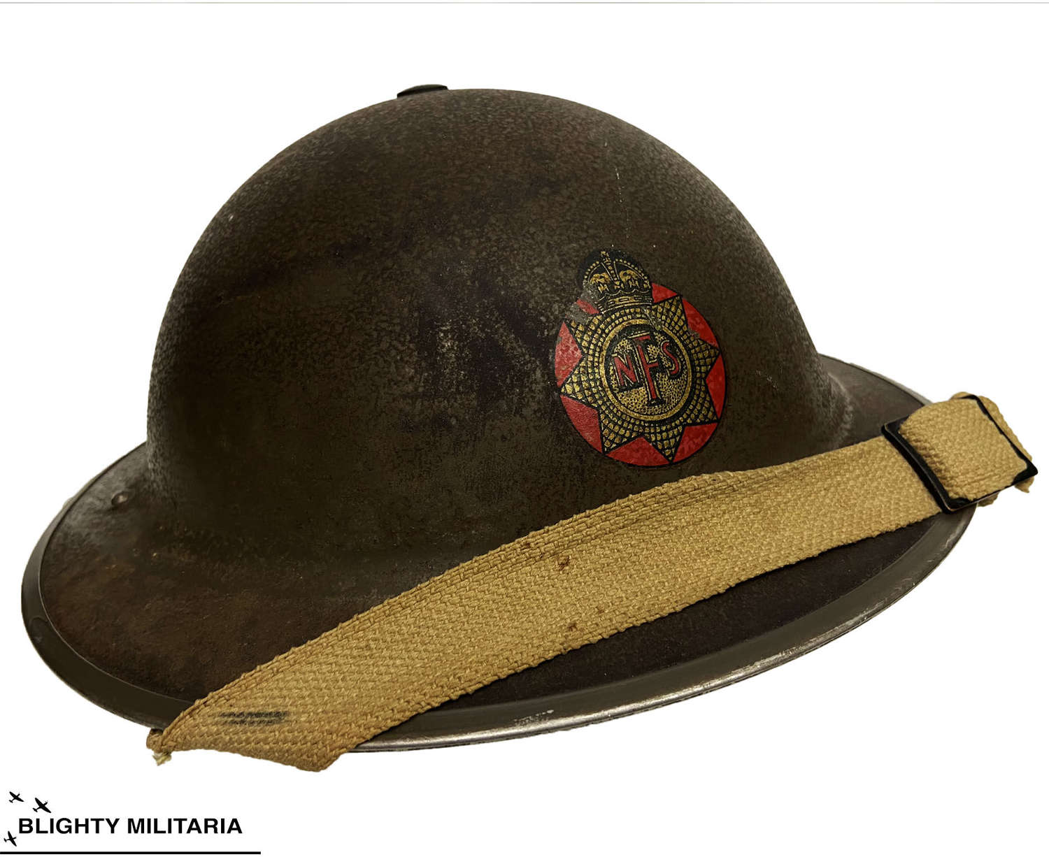 Original 1939 Dated British National Fire Service MKII Steel Helmet