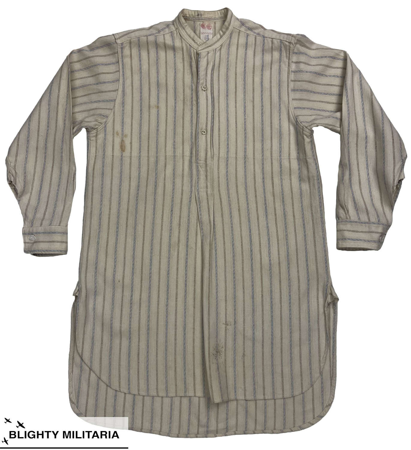 Original 1940s CC41 Collarless Flannel Shirt by 'Banner'