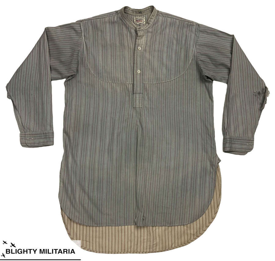 Original 1940s British Poplin Cotton Collarless Shirt by 'Dermo'